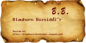Blauhorn Bozsidár névjegykártya