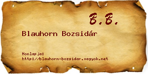 Blauhorn Bozsidár névjegykártya
